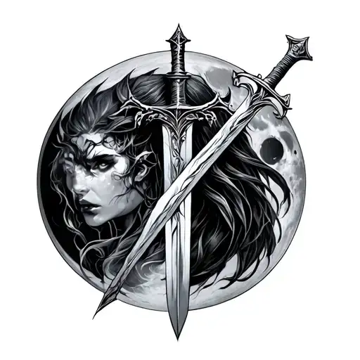 Lilith Symbol Of A Monster Moon And A Sword Intertwined