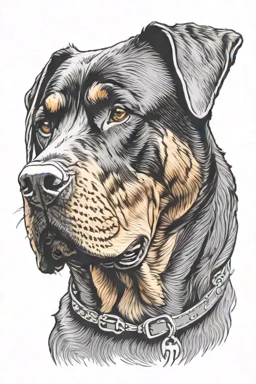 Rottweiller Dog Tattoo With Short Muzzle