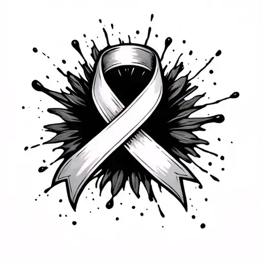 Cancer Ribbon Coming Out Of Flesh