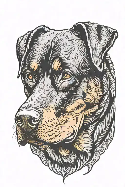 Rottweiller Dog Tattoo With Flat Face