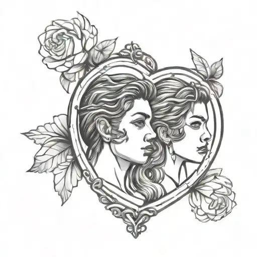 Simple Line Locket With Two Kids Profiles