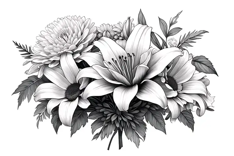 Rose Lily Daisey Chrysanthemum Bouquet