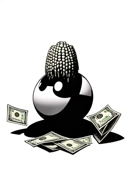 Ghetto Video Game Pacman With Corn Row Hair Chasing Cash