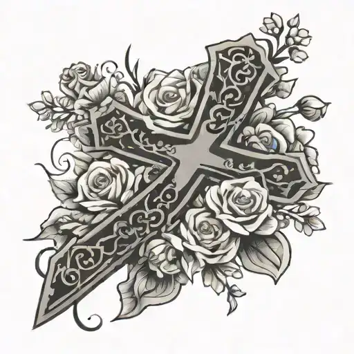 Cross And Flowers