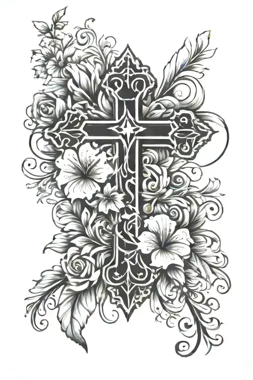 Simple Cross With Flowers