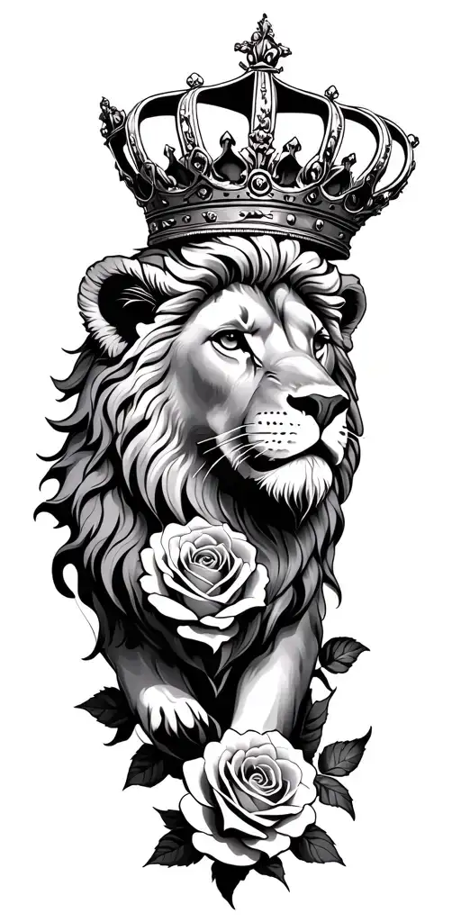 Roses With Lion Wearing A Crown