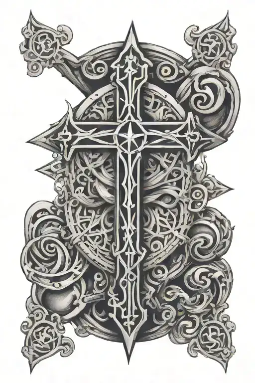 Inverted Cross With A Pentagram In The Middle For The Hand And Wrist