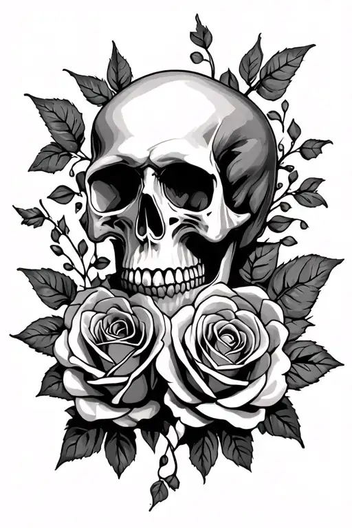 Skull With Roses Intertwined