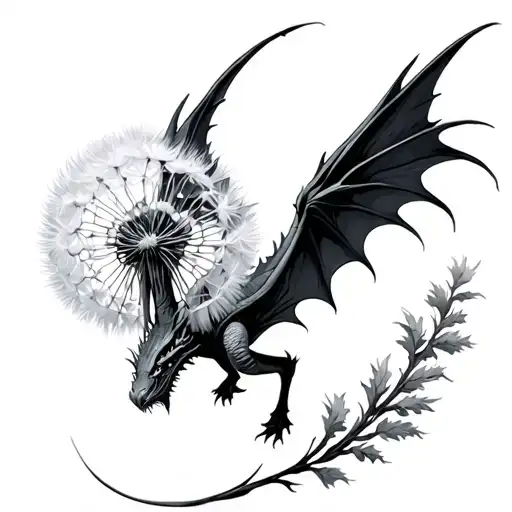 Dandelion Seed Evolving Into A Dragon Flying