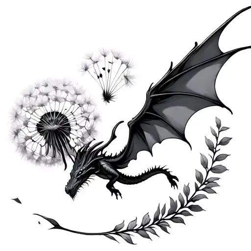 Dandelion Seed Evolving Into A Dragon Flying