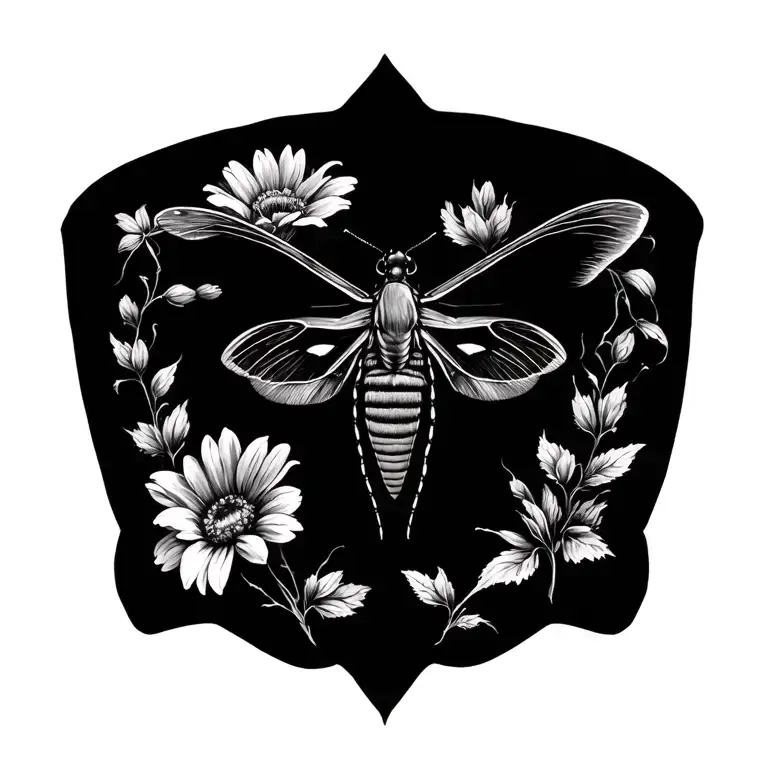 Flwers And Moth Line