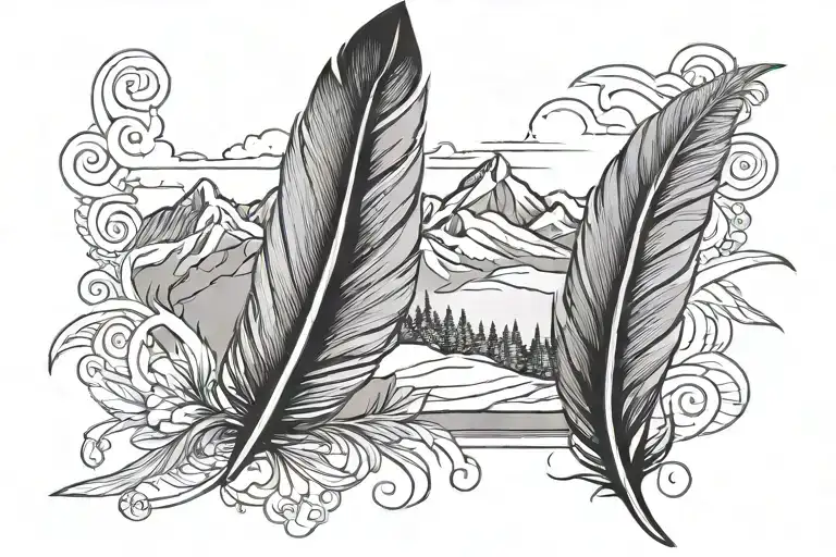 One Feather And One Mountain Together