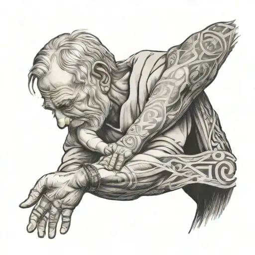 Older Man Holding Hands With Small Child With Roman Numerals