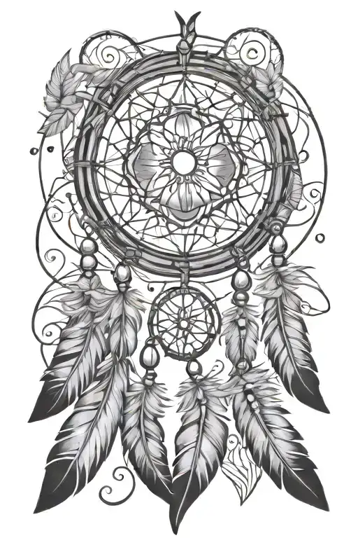 Dream Catcher With Three Feathers Falling