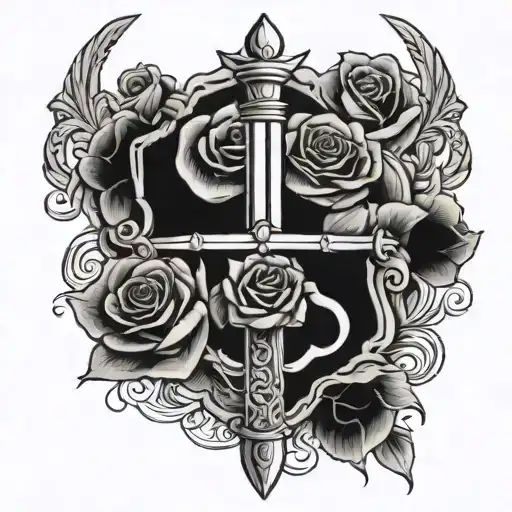 Sword With Star Of David In Handle And 2 Rosses Around It