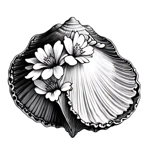 Clam Shell With Flowers