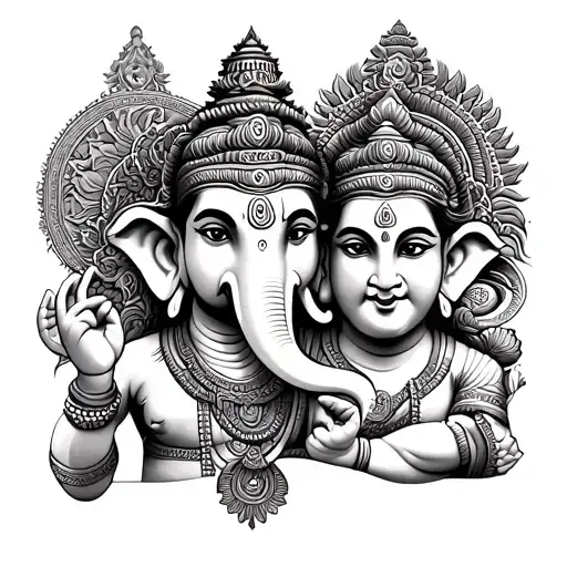 Cambodian Ganesh And Hanuman