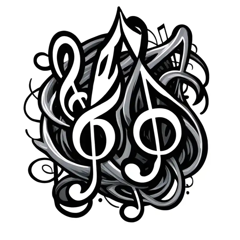 Music Notes Intertwined