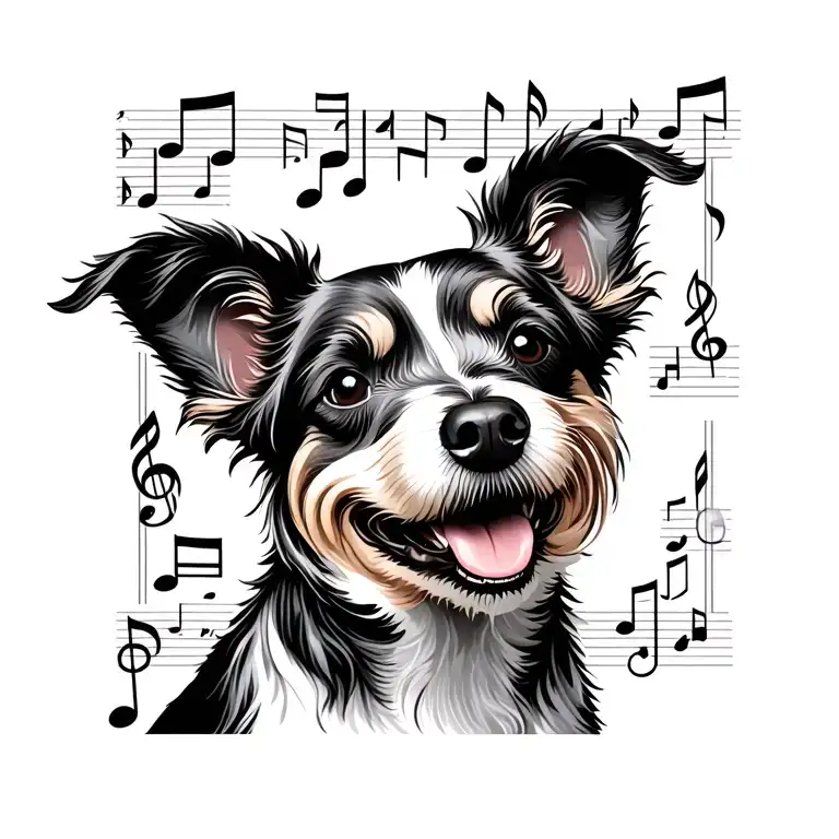 Music Notes Forming The Shape Of A Dog