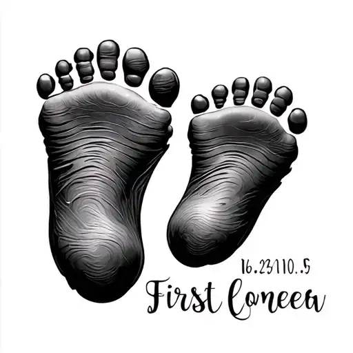 Baby Foot Footprint With First Name And Date Of Birth