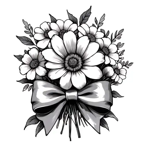 Flower Bouquet With A Bow