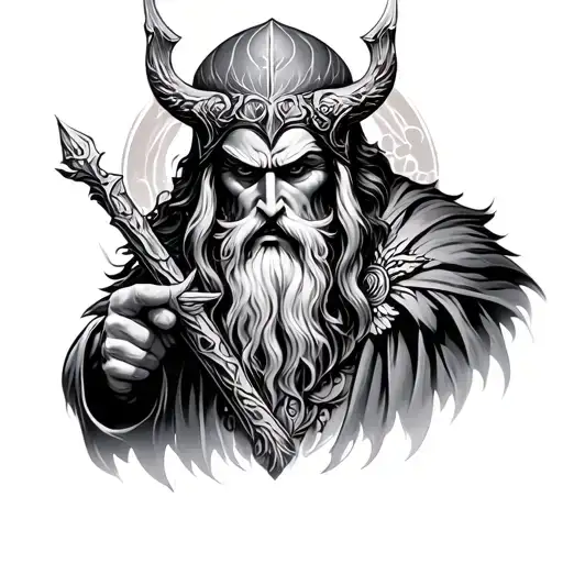 Odin God Figure Surrounded