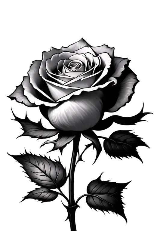 A Simple Rose With A Long Thorny Stem