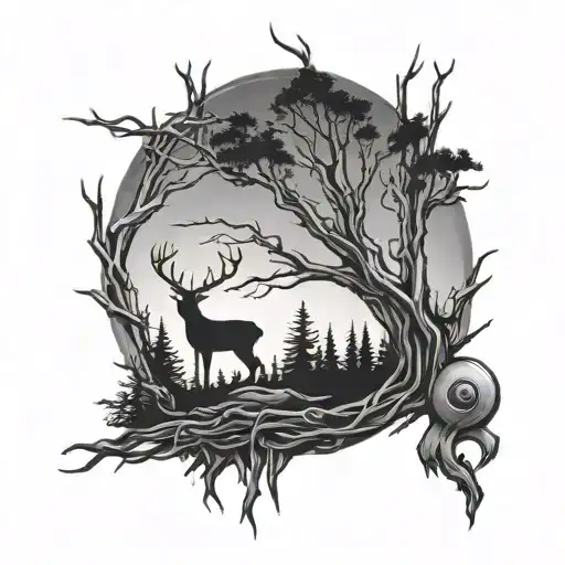 Lighting M Brand With Trees And Deer And Barbwire Fence