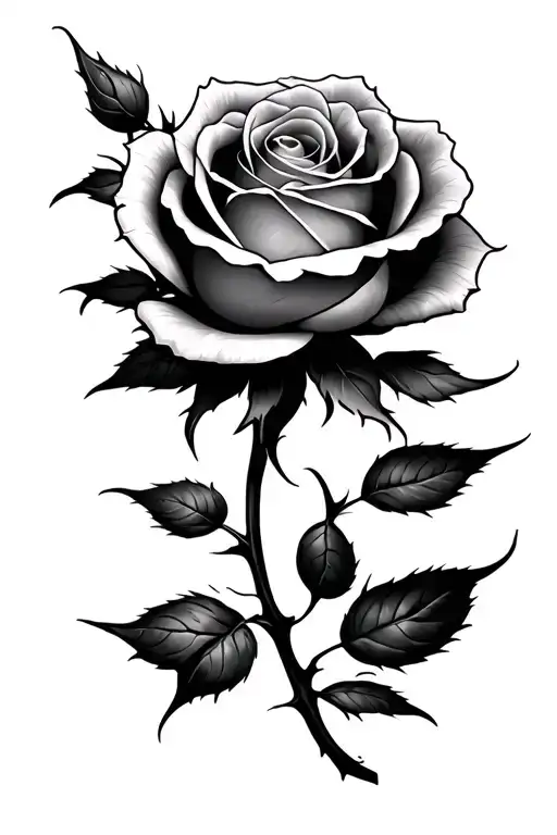 A Simple Rose With A Long Thorny Stem With No Leaves