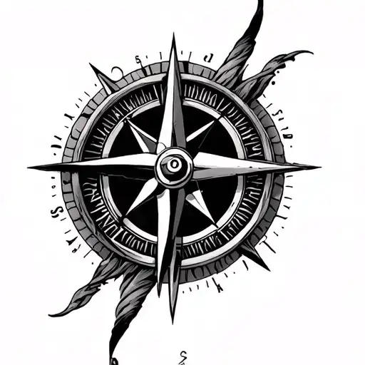 Black And White Nautical Compass Rose