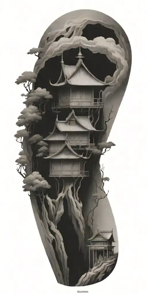 Bansai With House Nestled