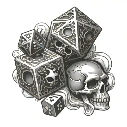 Dnd Dice Tattoo With Skull