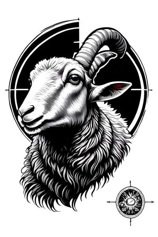 Lamb With A Scope Target Line Around The Head