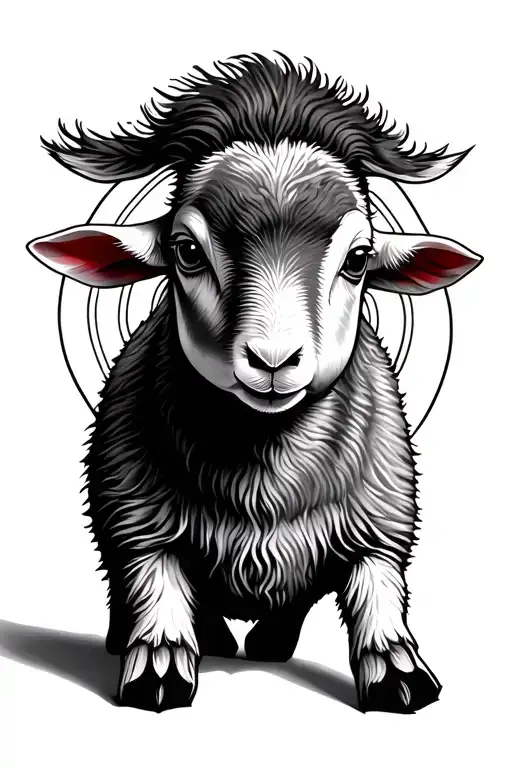 Baby Lamb With A Scope Target Line Around The Head