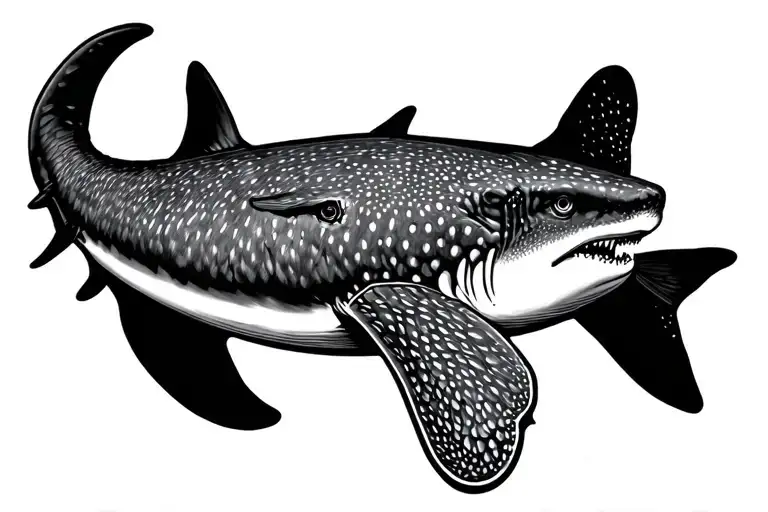 Simplistic Fine Line Patterend Whale Shark Swimming