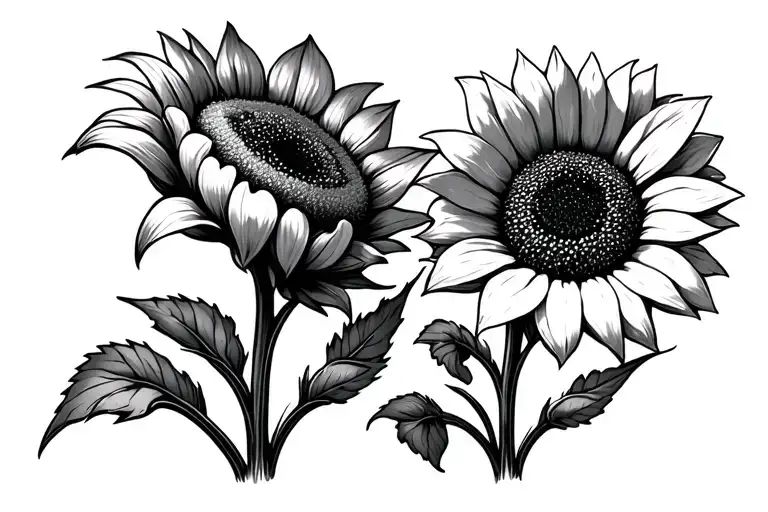 Four Steps Seed Germinating Changing Into Sunflower