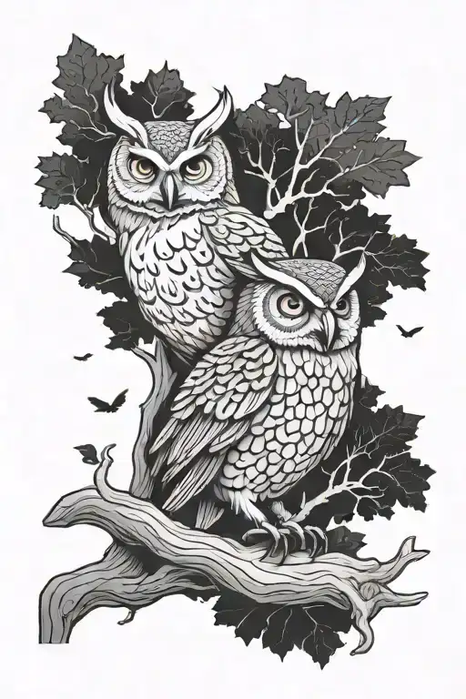 Tree With Owl And Flag In The Shape