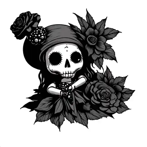 Voodoo Doll Tattoo In Black