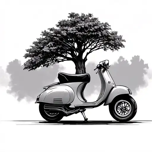 Tree Falling On Vespa Scooter Driving