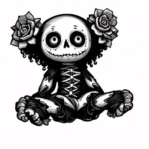Voodoo Doll Tattoo In Black