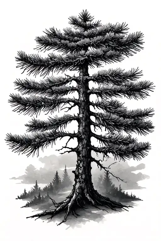 Map And Pine Tree Branch