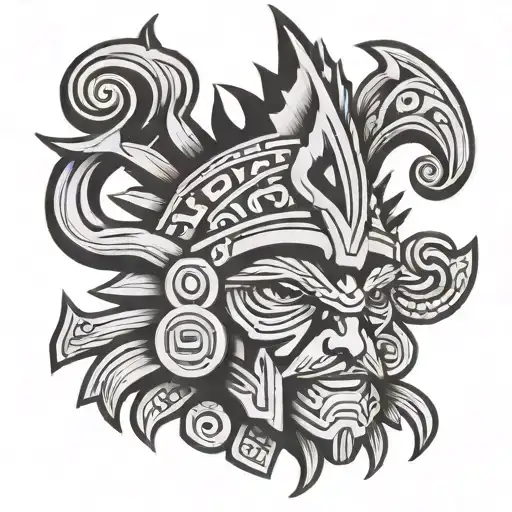 Ollin Aztec God With Unique Border