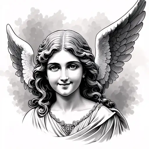 Smiling Angel In Carved View