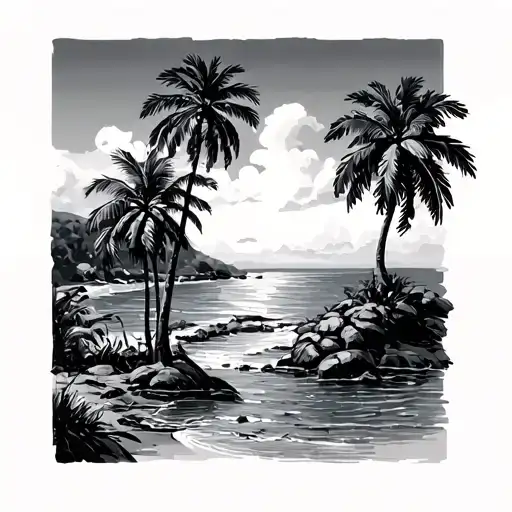 Crete Landscape Palm Trees Coast
