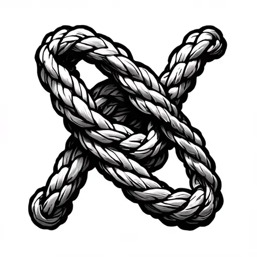 Three Ropes Forming A Knot And Back To Three Ropes Realistic Only Lines No Shading