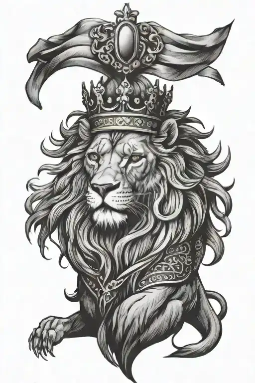 Fierce Lion With King's Crown