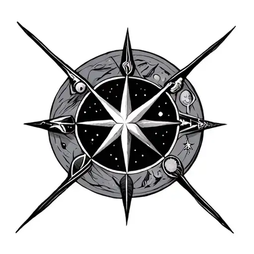 North Star With Zodiac Sign Intertwined