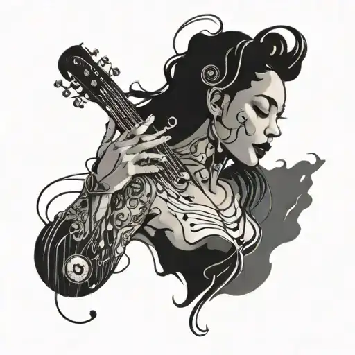 Black Loc Lady With With Music Notes Floating