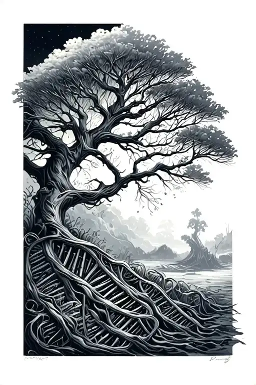 Tree And Dna Strand Forming