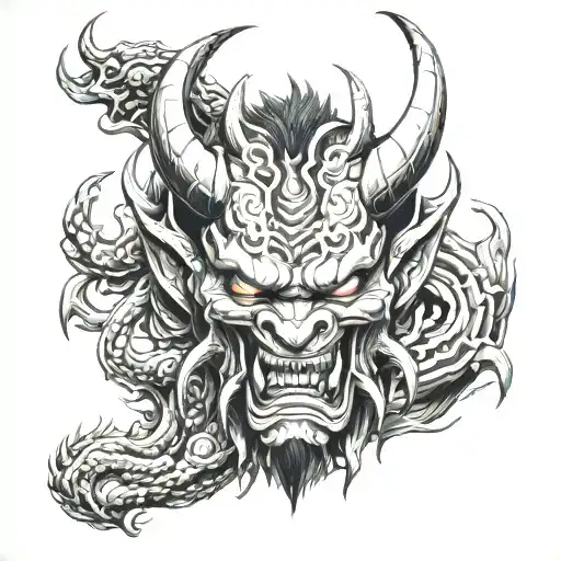 Oni Mask Split In Half On Dragon